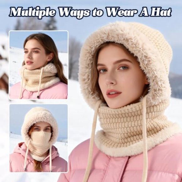 Women\'s 3-in-1 Knit Beanie Hat with Scarf and Mask Set main image 4